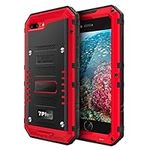 Beasyjoy iPhone 7 Plus Case iPhone 8 Plus Waterproof Case Heavy Duty with Screen Full Body Protection IP68 Military Grade Defender Shockproof Tough Rugged Hard Strong Cover Durable Metal Armor(Red)