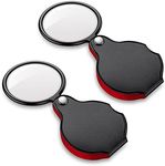 2PCS Upgrade 10X Small Magnifying Glasses for Kids/Senior, Pocket Magnifier for Reading/Close Work, Mini Folding Magnifying Magnify Glass with Protective Sheath, Ideal for Repairing/Hobby/Coins, 1.96"