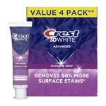 Crest 3D White Toothpaste Advanced Whitening Radiant Mint, 280 mL Total (Pack of 4)