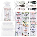 Jetec 60 Pcs Bible Verse Keychains Religious Gifts Christian Keychains Cards Sets with White Organza Bags for Women Men Christmas(Flower Theme)