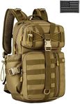 ArcEnCiel Hydration Pack Motorcycle Backpack Tactical Military Bag Army Assault Rucksacks for Outdoor Hiking Camping Trekking Hunting with Patch (Coyote Brown)