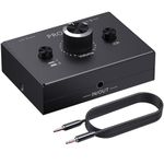 PROZOR 3.5mm Audio Switch - 2(1)-in-1(2)-Out Bi-directional 3.5mm Stereo Audio Switch with Volume Knob L/R Audio Selector Supports One-Key Mute 2 Ports Audio Switcher Box for Laptop Speakers Headphone