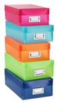 Whitmor Plastic Organizer Boxes Colors May Vary Set of 5