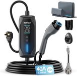 bokman Portable Level 2 & Level 1 EV Charger (240V, 40A), 25ft Cable and NEMA 14-50 Plug and NEMA 5-15 Adapter for Household Socket, Current Adjustable 6-40Amp (J1772 Connector)