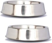 Iconic Pet 2 Cup Anti Ant Stainless Steel Non Skid Pet Bowl for Dog Or Cat (2 Pack), 16 oz