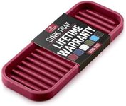 Zulay (9x3.5) Silicone Sponge Holder for Kitchen Sink - Flexible Multipurpose Kitchen Soap Tray Sponge Holder - Sink Organizer Tray for Kitchen, Bathroom, Makeup, Trinkets & More (Wine Red)