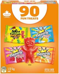 Maynards, Assorted Gummy Candy (Pack of 90), Sour Patch Kids, Fuzzy Peach, Swedish Berries, Swedish Fish, Bulk Candy, Halloween Candy, Individually Wrapped, Sour Candy, 1.12 kg