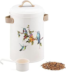 Navaris Contenedor de Semillas para Aves – Tarro de Almacenamiento de Comida para Pájaros con Cuchara Medidora - Capacidad 4,9 litros