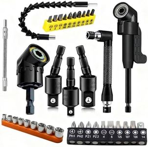 37Pcs Flexible Drill Bit Extension right angle drill attachment Include 90 degree Bits drill attachment Hex Shank 105° Right Angle Drill Attachment Short Screwdriver Rotatable Socket Adapter