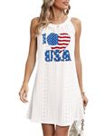 Alsol Lamesa Women’s Swim Suit Cover Up 2024 Tank Sleeveless Hollow Out Bathing Suit Cover Up Beach Dress, 911 American Flag, XX-Large