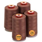 New brothread - 30 Options - 4 Large Cones of 5500Y (5000M) Each All Purpose Spun Polyester Thread 40S/2 (Tex27) for Serger, Overlock, Quilting, Piecing and Sewing - Cocoa