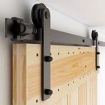 CCJH 9FT Heavy Duty Sliding Barn Wood Door Hardware Kit - Smoothly and Stable - Easy Installation - Fit 54" Single Door Panel(I Shaped Hangers)