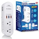 Swivel Power by Bell+Howell Power Strip w/Surge Protection Rapid, Swiveling Charging Station USB Outlet Extender – with 6 Electrical, 3 USB Port, 125VAC / 60Hz / 10A / 1250WMax, UL STD 498A