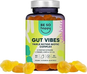 Prébiotiques et Postbiotiques Intestinaux | 60 Gummies | Pour la Flore Intestinale et la Digestion | Complexe Biotique avec Zinc et Vitamine D3 | Végétalien, sans Gluten et sans Lactose