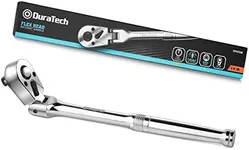 DURATECH 3/8" Drive Flex-Head Ratchet, 72-Tooth Ratchet Wrench, Quick-release, Reversible Switch, Full-Polished Chrome Plating, Alloy Steel