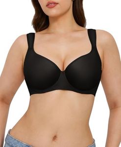 Popilush Minimizer Bras for Women Full Coverage Underwire, Plus Size Bra with Supportive & Comfortable for Large Breasts, Black