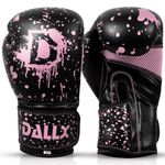 DALLX Boxing Gloves for MMA Fitness Kickboxing Heavy Punching Bag Muay Thai Sparring Gloves for Men and Women (Black Pink, 8 OZ)