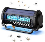 Solar Bug Zapper Outdoor, 4800V Effective Mosquito Zapper Indoor, Cordless Rechargeable Fly Zapper with 4000mAh Battery, IP66 Waterproof Insect Zapper for Outside, Patio, Backyard, Garden