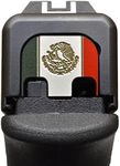 Milspin CNC Engraved Slide Back Plate Compatible with Glock Gen 1-5, Models G17 19 21 22 23 24 26 27 29 30 31 32 34 35 36 37 38 39 40 41 | Tri Color Mexico Flag | Made in USA | Accessories for Glock