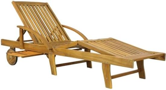 Casaria® Chaise Longue Tami Sun en Bois d'acacia transat avec Roues pour extérieur Jardin terrasse Meuble Bain de Soleil