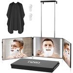 LMZNXCZ 3 Way Mirror for Self Hair Cutting with LED Lights,360 Barber Mirror for Men Women,Tri Fold Mirror for Makeup Shaving Grooming with Portable Height Adjustable Telescoping Hooks