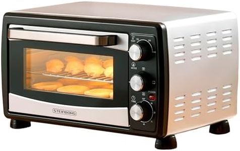 Mini Backofen 20 Liter | Pizza-Ofen | Minibackofen | 3in1 Backofen mit Umluft | herausnehmbares Krümmelblech | 1.400 W | Ober-/Unterhitze | Edelstahl | 60 Min. Timer