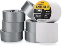 Lockport Bundle - 2 Rolls Clear Grip Tape Anti Slip Tape 4" x 25ft + 6 Pack Silver Duct Tape 2" x 90 ft Heavy Duty Duct Tape