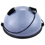 ZELUS Balance Ball Trainer with Resistance Bands and Foot Pump, Inflatable Yoga Ball 23 Inch Exercise Half Ball for Balance Training Core Strength Fitness More, 330lb Cap, Light Blue