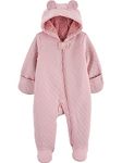 Simple Joys by Carter's Baby Girls' Fleece Footed Jumpsuit Pram, Pink, 0-3 Months