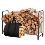 DOEWORKS 8 Feet Large Heavy Duty Outdoor Firewood Racks Steel Wood Indoor Storage Log Rack Holder