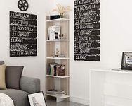 DECOROTIKA - Alice 5-Shelf Modern Display Corner Unit Bookcase Bookshelf Shelving Unit (White and Cordoba)