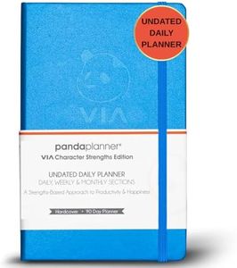 Panda Planner Undated Daily Planner – 3-Month Goal Setting & Productivity Journal – VIA Strength-Based Happiness & Organization Planner – Weekly & Monthly Agenda – 5.75" x 8.25" Hardcover Light Blue