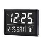 SZELAM Alarm Clock, Digital Clock,5.5 "Larger Display LED Electric Digital Clock,6 Brightness Levels,Volume Adjustable,Date Temperature Display Table Clock for Bedside Desk Bedroom