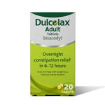 Dulcolax Adult 5 mg Gastro-resistant Tablets - Overnight Relief from Occasional Constipation in 6-12 Hours- Laxative Tablets,20 Count (Pack of 1)