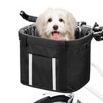 ANZOME Bike Basket Quick Detachable Bicycle Front Basket for Pet, Shopping Picnic Commuter Outdoor, Pet Carrier, Aluminum Alloy Frame