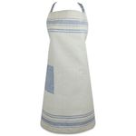 DII Cotton French Stripe Kitchen Chef Apron with pocket and Extra-Long Ties, 33 x 28" French Country Farmhouse Men & Women Apron for Cooking, Baking, BBQ-Nautical Blue