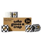 Who Gives A Crap 100% Bamboo Toilet Paper, 24 Rolls, 3 Ply, 330 Sheets, Long, Strong & Soft Toilet Tissue, Sustainable, Biodegradable, Renewable, Tree Free Bathroom Tissue Made with Bamboo Fibers