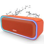 DOSS SoundBox Pro Portable Wireless Bluetooth Speaker with 20W Stereo Sound, Extra Bass, IPX6 Waterproof, Bluetooth 5.0, TWS Pairing, Multi-Colors Lights, 20 Hrs Playtime for Beach, Pool-Stone Orange