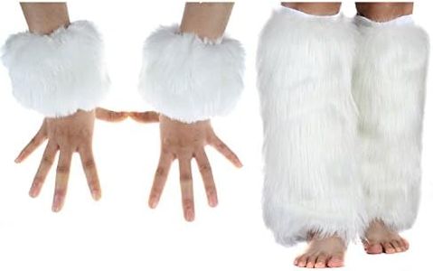 Faux Fur Cuffs Furry Leg Warmers and Wrist Cuff Warmer Boot Cuff,2 Pairs Set For Women Party Costumes