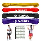 FASHNEX Rubber Resistance Bands, Pull Up Assist Exercise Band, Perfect For Mobility, Body Stretching, Home Workout, Fitness Training Loop Bands For Men & Women (Set of 4 Bands)