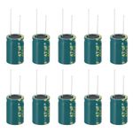 PATIKIL 450V 47uF Electrolytic Capacitors, 10Pcs 16x25mm Aluminum High Frequency Electrolytic Capacitors for TV, LCD Monitor, Refrigerator, Circuit Boards, Green