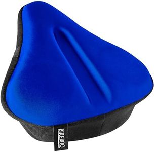 Bikeroo Bike Seat Cushion - Padded Gel Wide Adjustable Cover for Men & Womens Comfort, Compatible with Peloton, Stationary Exercise or Cruiser Bicycle Seats, 11in X 10in (Blue)