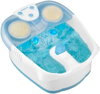 Conair Waterfall Pedicure Foot Spa Bath with Blue LED Lights, Massaging Bubbles and Massage Rollers, Blue/White