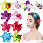 20 PCS Bohemian Hawaiian Orchid Flower Hair Accessories - Alligator Clips, Big Hair Pins, Summer Hair Barrettes for Bridal Wedding and Women Girls