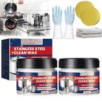 Magical Nano-Technology Stainless Steel Cleaning Paste-Surface Safe, No Residue, 100g Stainless Steel Clean Wax, Stainless Steel Cleaner and Polish, Easy to Use (2Pcs)