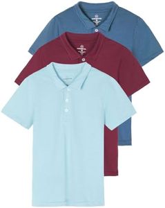 Real Essentials 3 Pack Boys Uniform Short Sleeve Polo Shirts T Kids Button Tops Tees Childrens Plain Girls Graduation Youth School Collared Cotton Summer Teen, 16-18