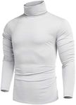 COOFANDY Men's Casual Slim Fit Turtleneck T Shirts Lightweight Basic Cotton Pullovers White