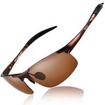 DUCO Men's Driving Sunglasses Polarised Glasses Sports Eyewear Fishing Golf Goggles 8177S (Brown Frame,Brown Lens)