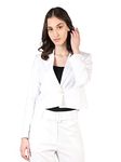 CHKOKKO Women Solid Full Sleeve Regular Fit Formal Blazer White 3XL