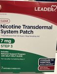 Leader Nicotine Patch Stop Smoking Aid, Step 3 7 mg, Nicotine Transdermal System, 7 Count
